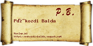 Pákozdi Balda névjegykártya